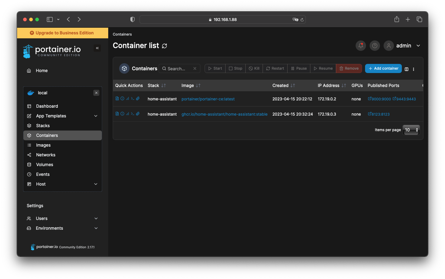 Portainer Home Assistant