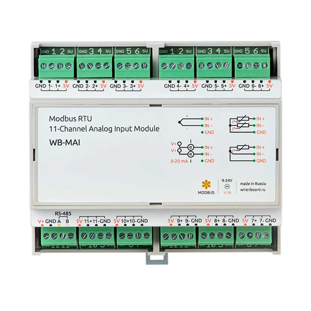 11 входов для аналоговых датчиков, одновременное подключение до 22 датчиков