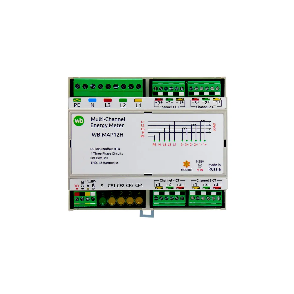 Многоканальный счётчик с RS-485, Modbus RTU WB-MAP12E